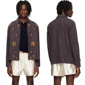 Kartik Research | NWT Kartik Research Purple Box Shirt Embroidered Floral M